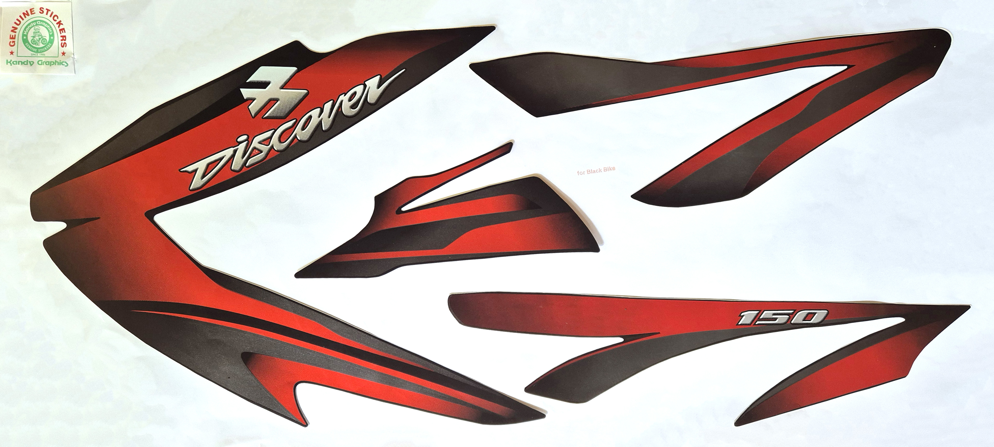Bajaj Discover 150 New Black Bike - Red Sticker — DISCOVER sticker Sri Lanka